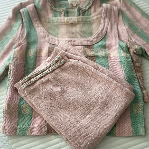 Vtg 90's  3 piece set  ZONDA NELLIS   Shell Top script Blouse S - Picture 8 of 11